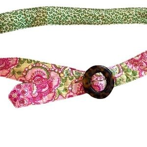 Vera Bradley Petal Pink & Green Vintage Paisley Reversible Belt
